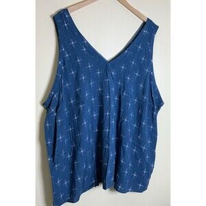 TORRID Challis Stitch Detail Tank Star Clusters Blue Size 5 5X 28 NWT